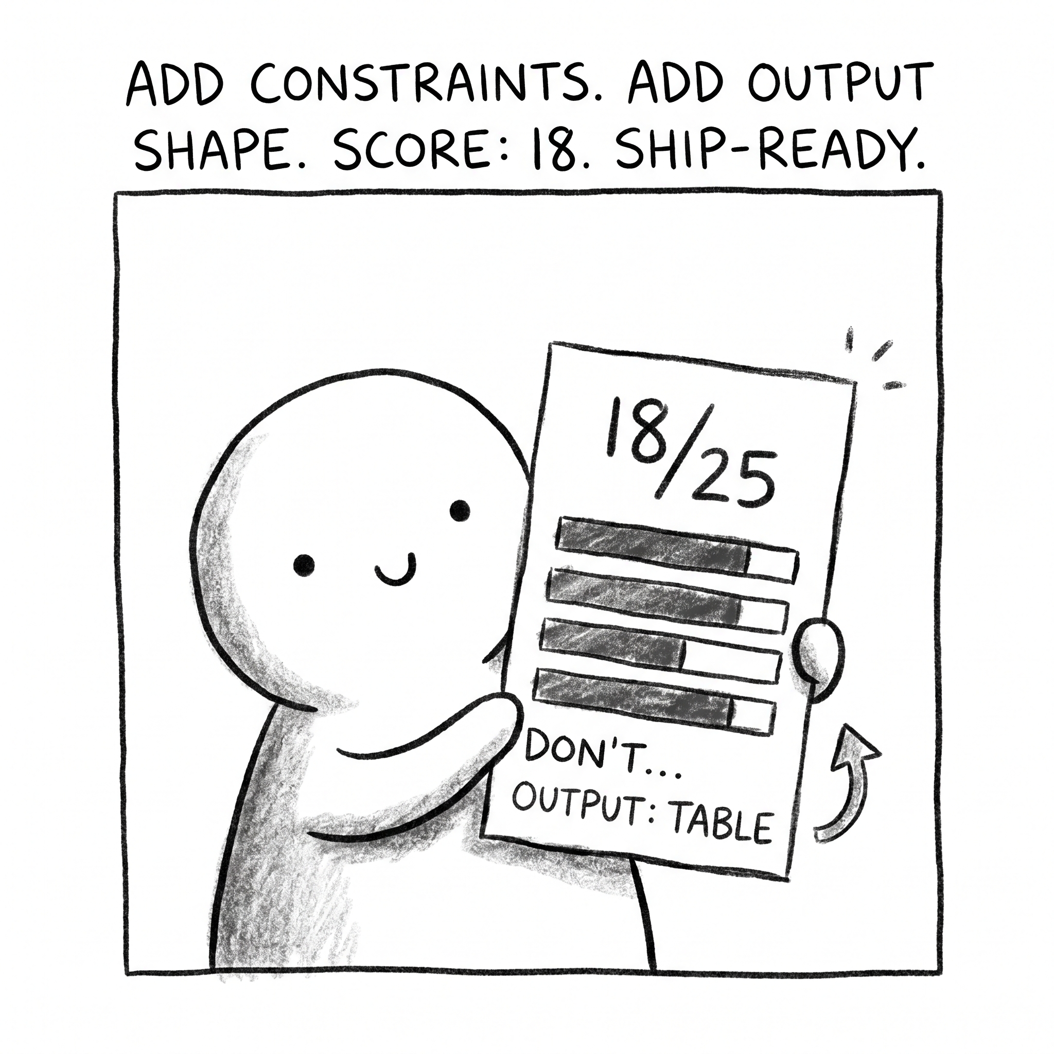 Score of 18 — added Constraints and Output shape, ship-ready.