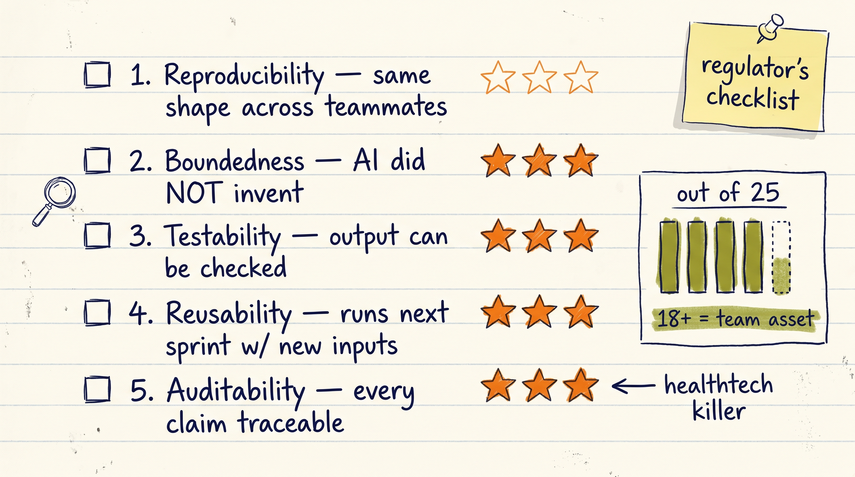 Checklist of the 5 tests every prompt must pass